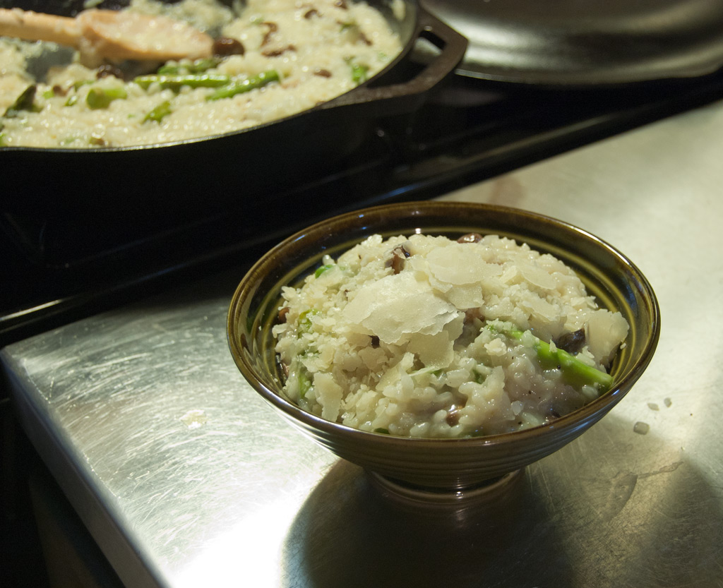 asparagus and wild mushroom risotto Cook's Illustrated's asparagus and wild mushroom risotto